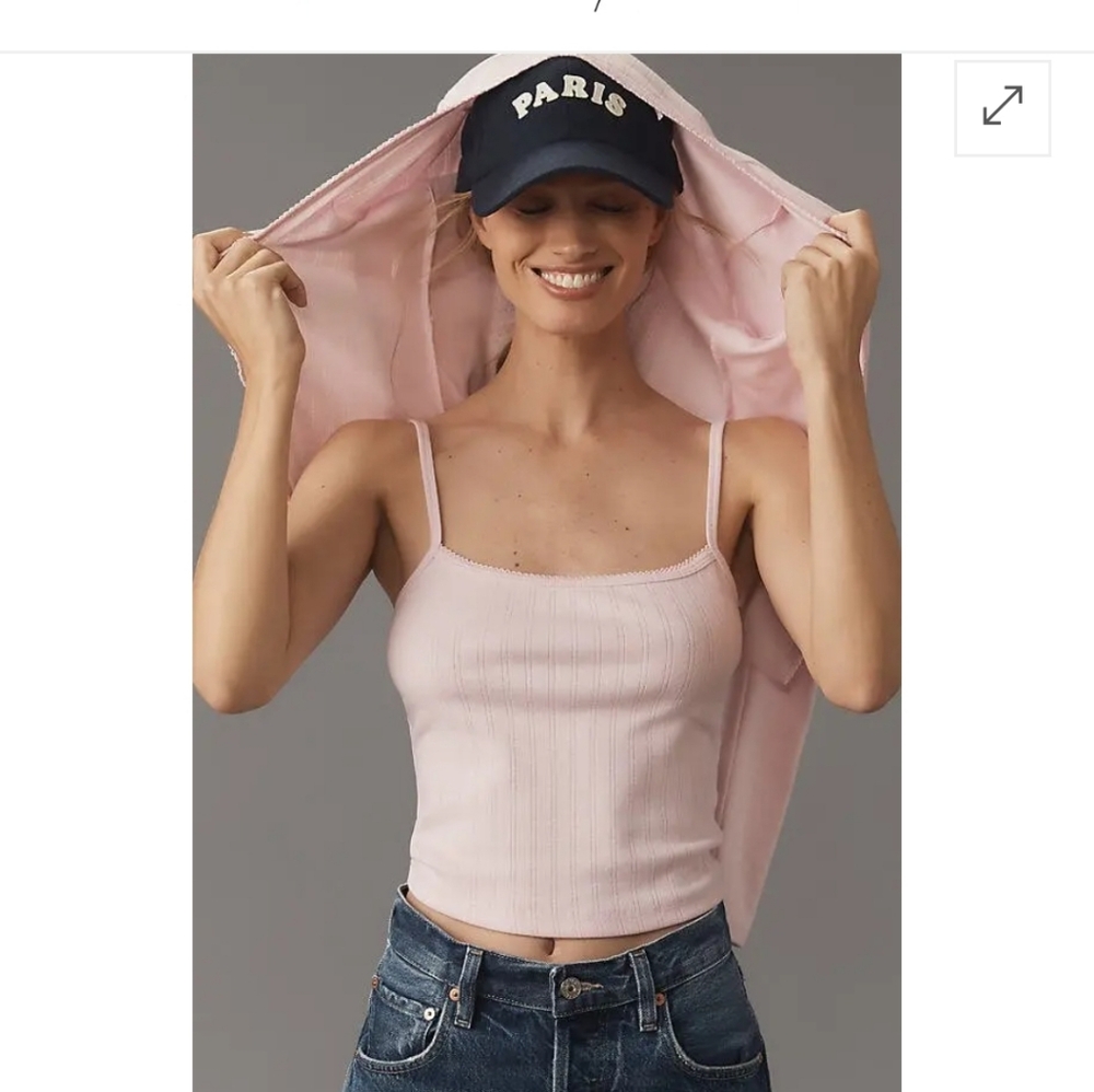 14. Good American Light Pink Pointelle Tank Top